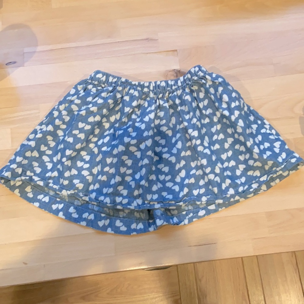 J Crew- Crew Cuts Chambray Skirt with hearts